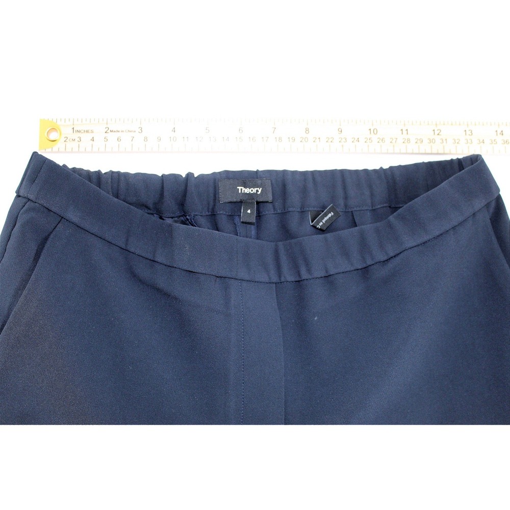 Theory Treeca Pull-On Pants Admiral Crepe Navy Blue Size 4 - Picture 8 of 14